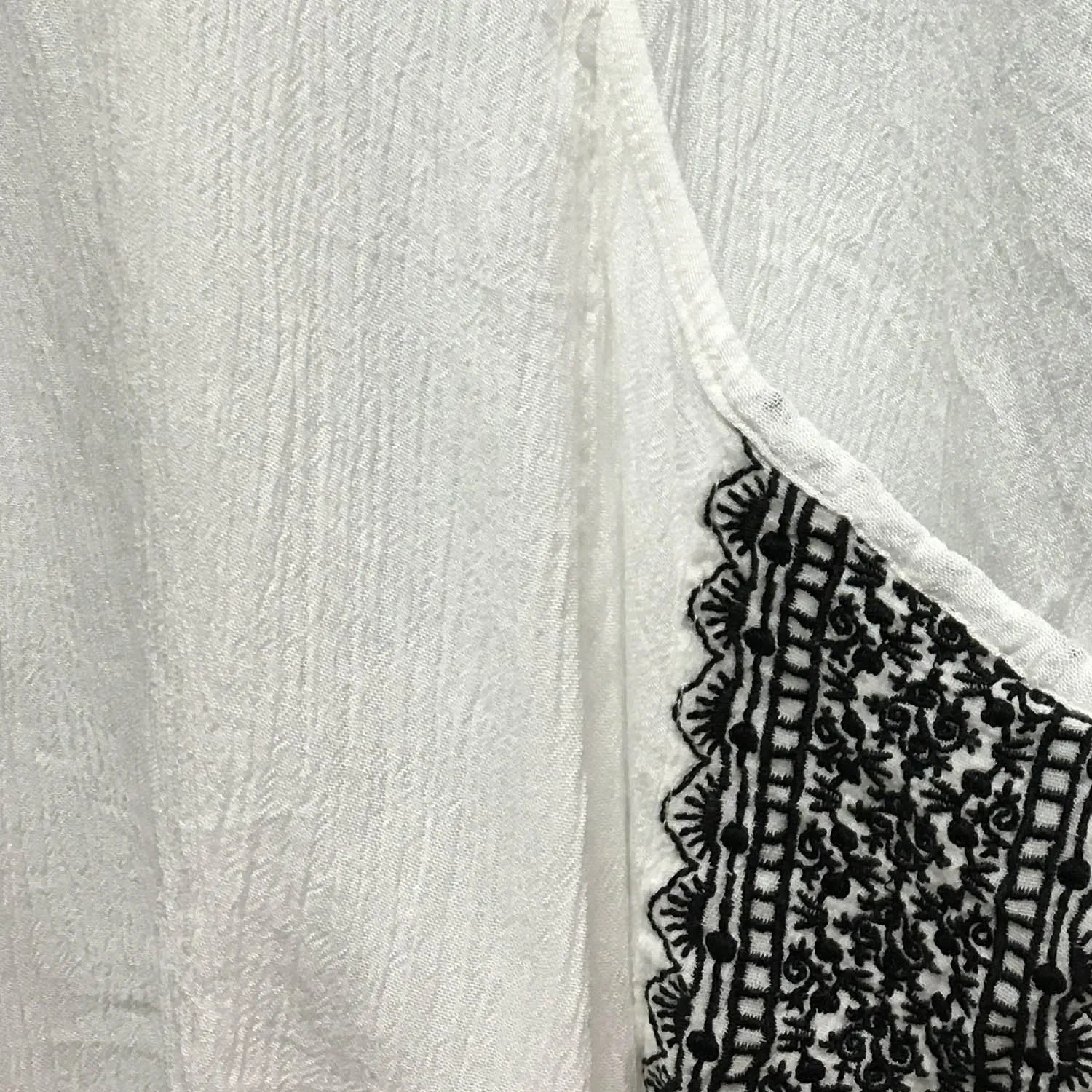 Boho White Gauze Cross Stitch Embroidery Loose Casual Short Sleeve Swing Dress with Pockets .midi Boho dress with Pockets.