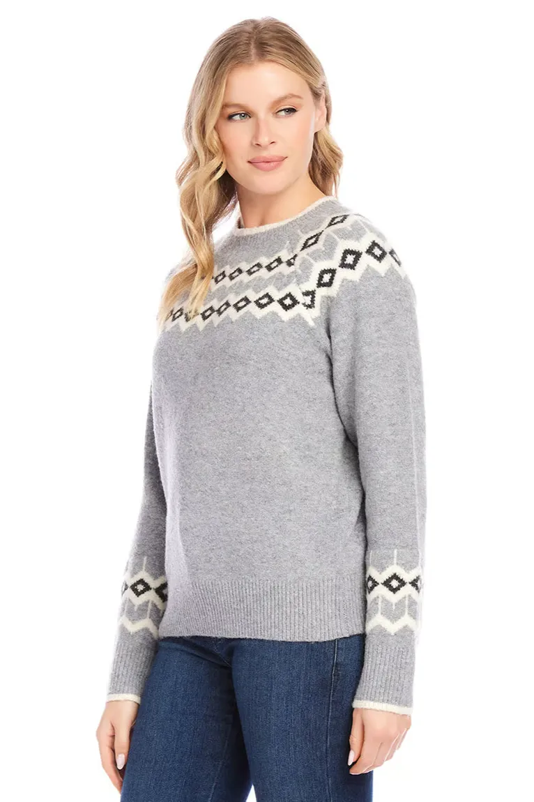 Jacquard Sweater [Gray-4L89855]