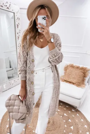 Khaki wide knit cardigan