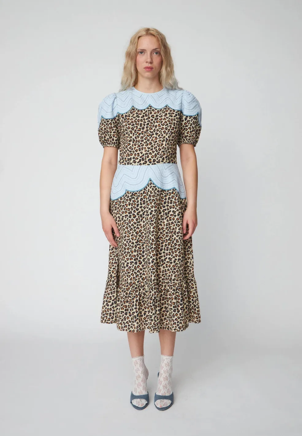 Leopard Midi Dress With Embroidery