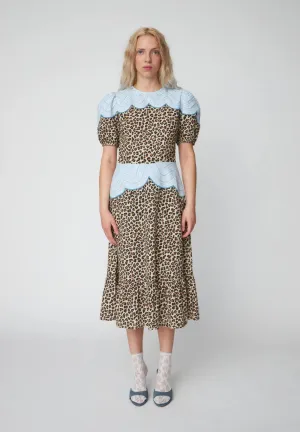 Leopard Midi Dress With Embroidery