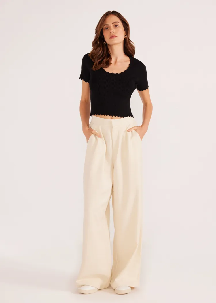 MINKPINK Everly Wide Leg Pants- Crema ***FINAL SALE***