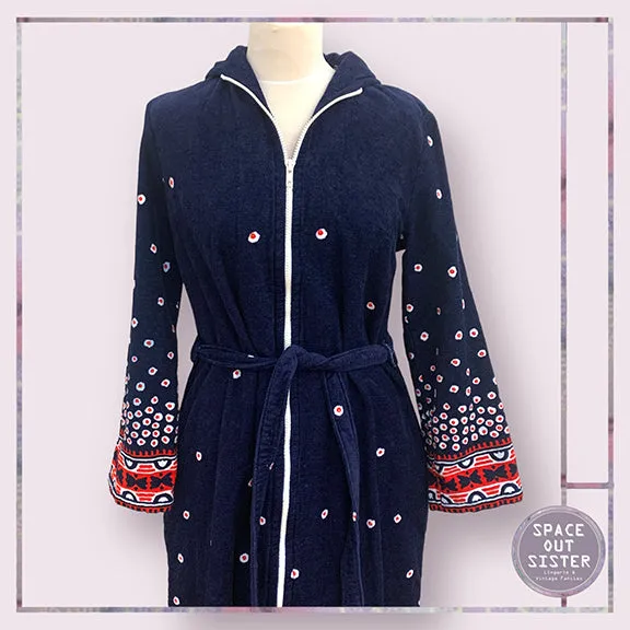 Vintage Cotton Towelling Robe with Hood