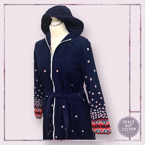 Vintage Cotton Towelling Robe with Hood