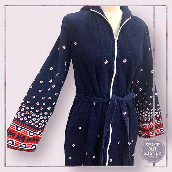 Vintage Cotton Towelling Robe with Hood