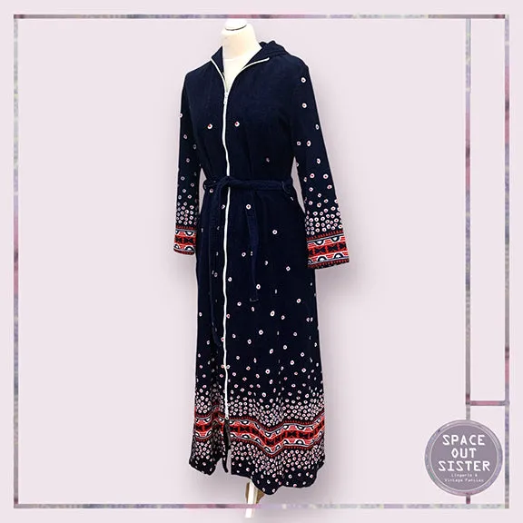 Vintage Cotton Towelling Robe with Hood